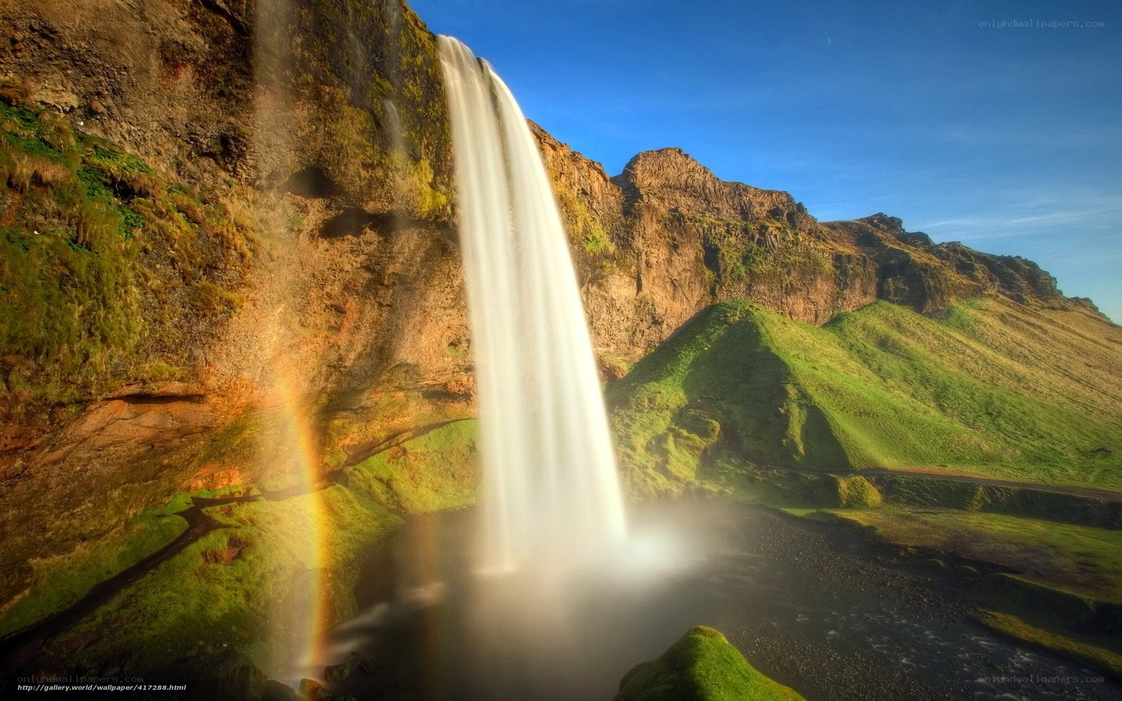 Waterfall with rainbow in Iceland