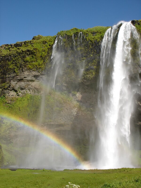 Waterfall with rainbow in Iceland