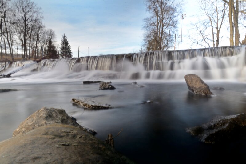 Waterfall with Rocks — Blue, Calm, Winter