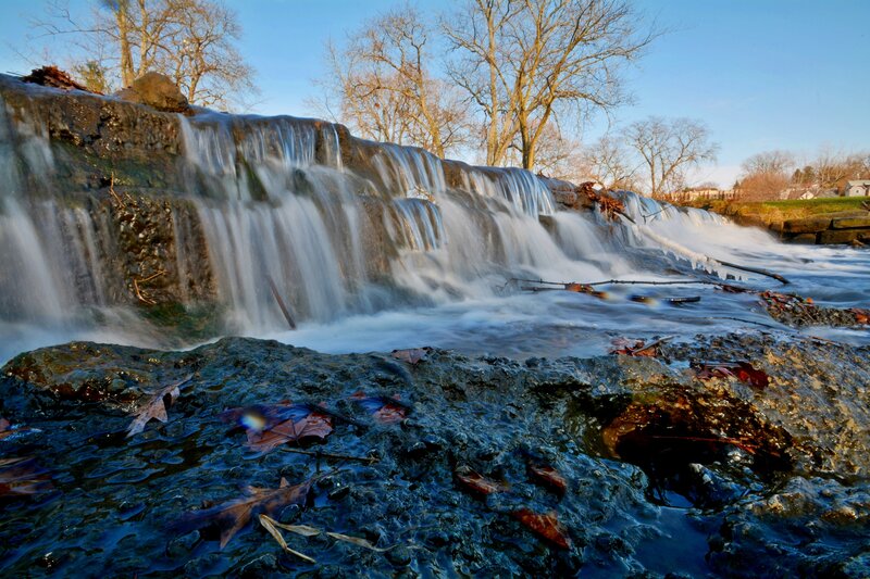 Waterfall with Rocks — Blue
