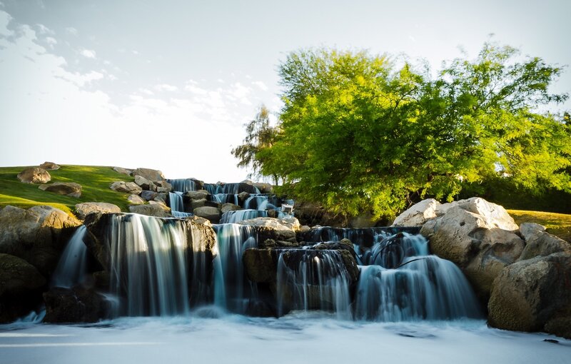 Waterfall with Rocks — Green