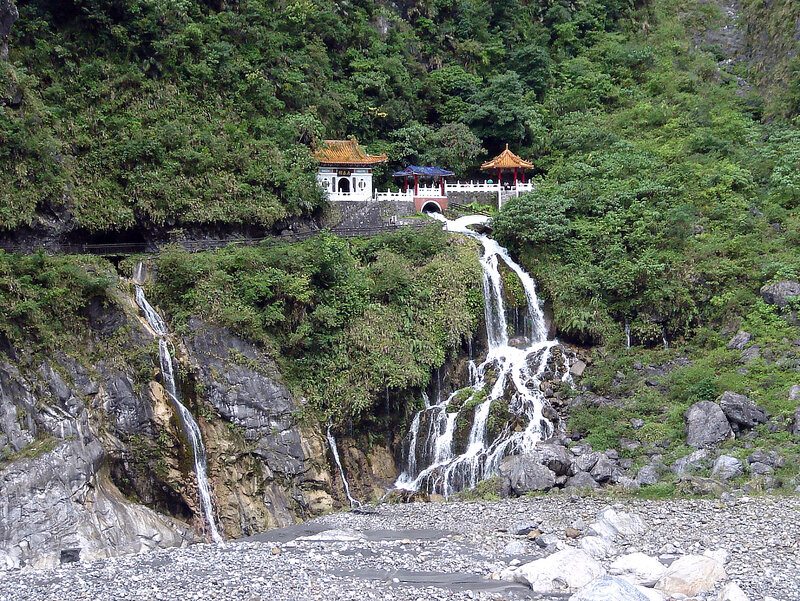 Waterfall with Temple