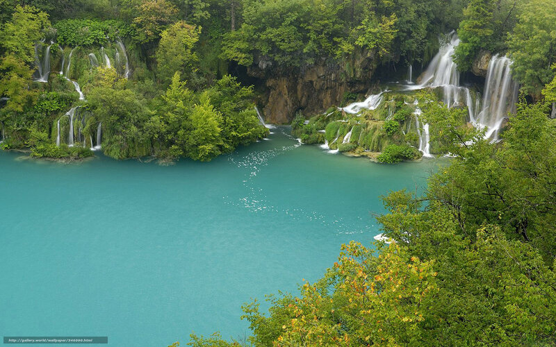 Waterfalls and Turquoise Lake — Serene