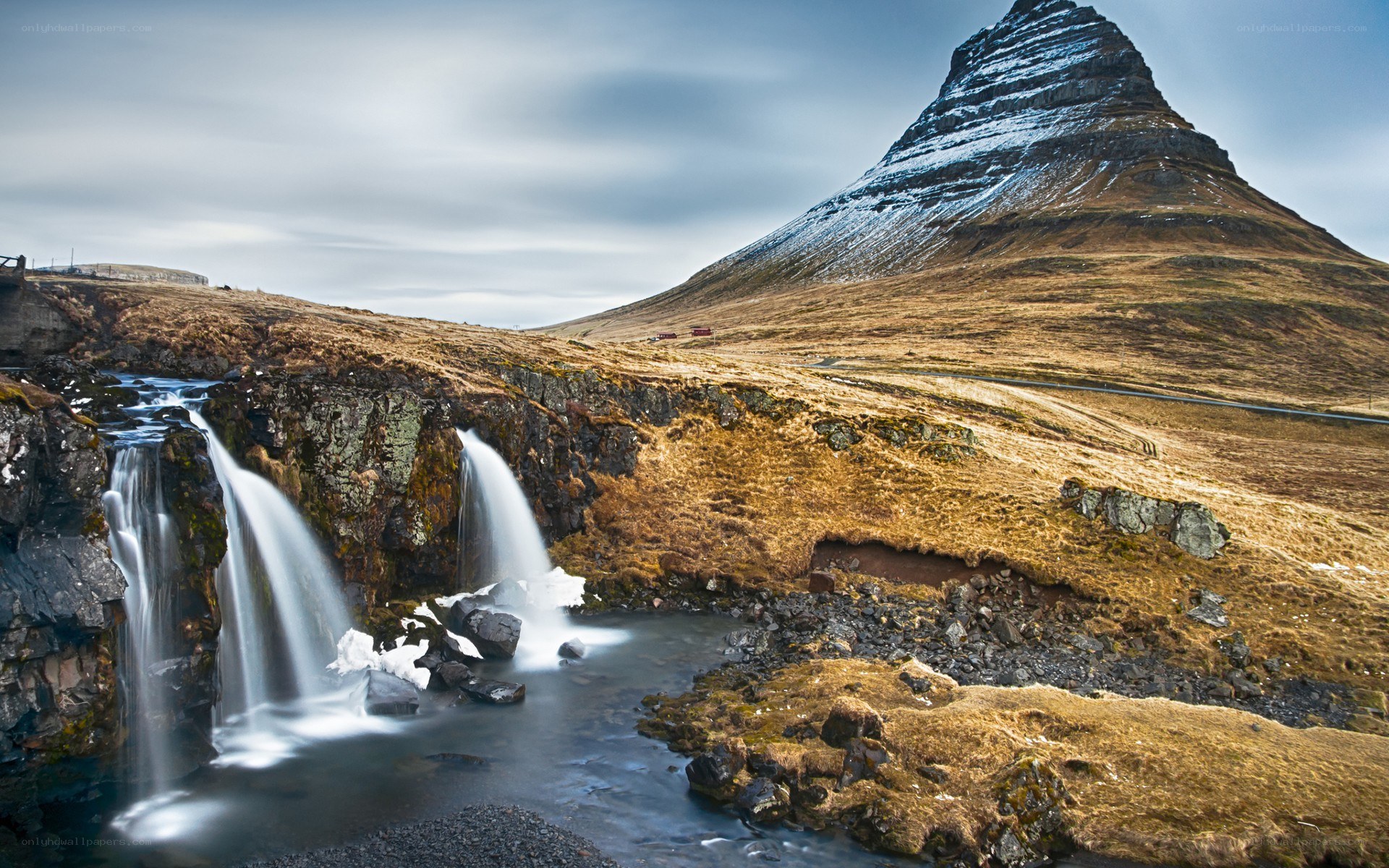 Waterfalls at Kirkjufell Mountain