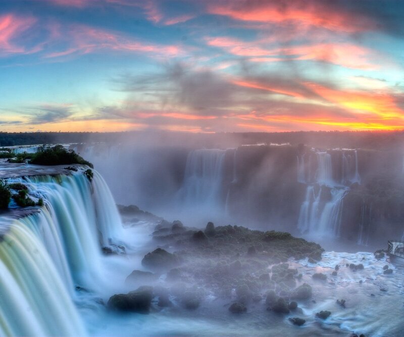 Waterfalls at sunset