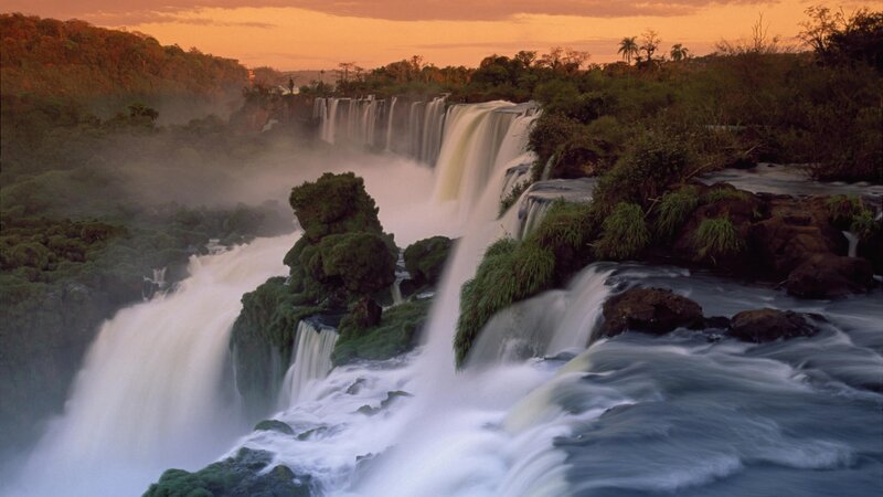 Waterfalls at sunset