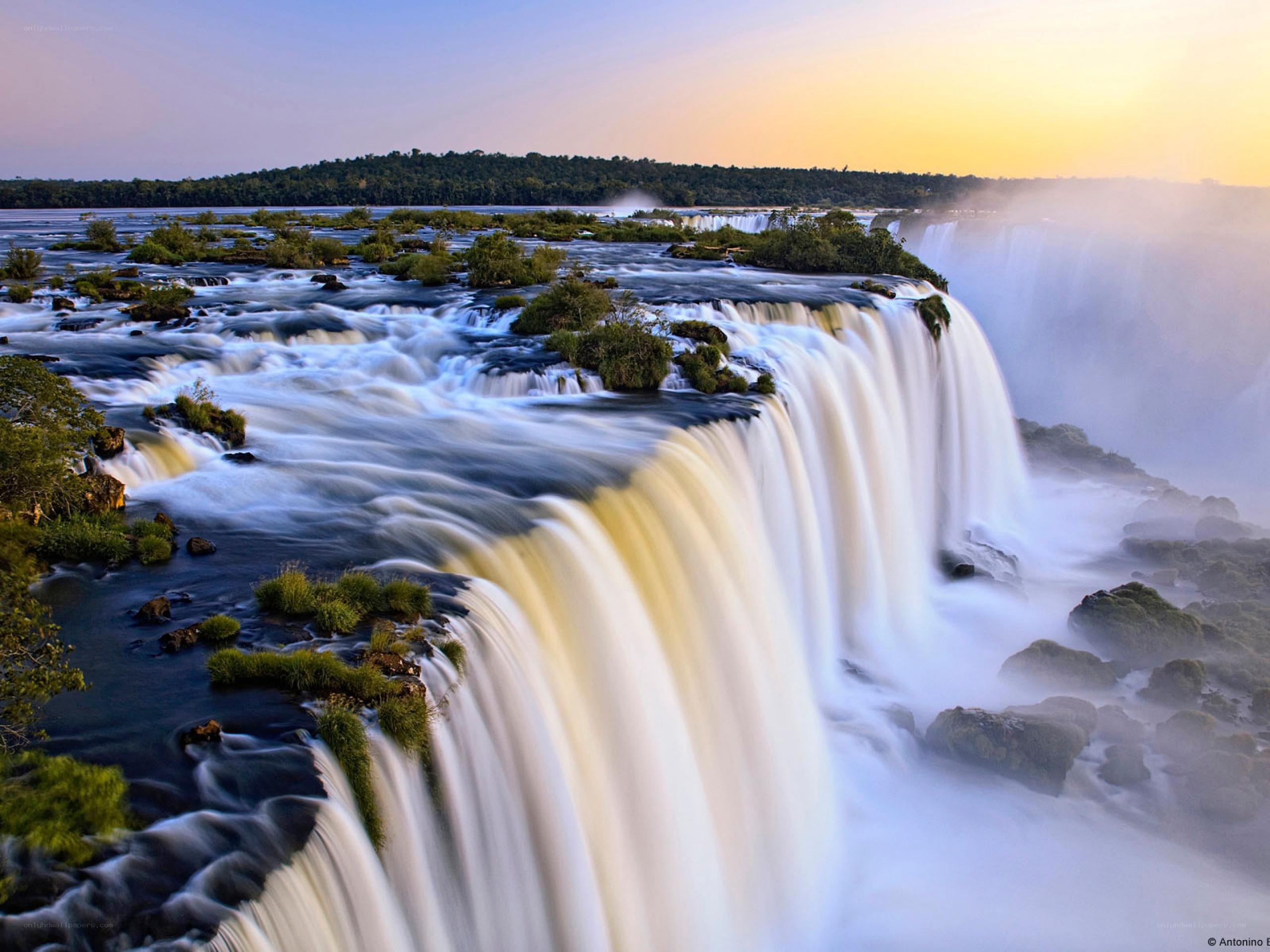 Waterfalls at sunset