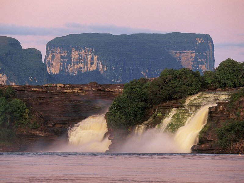 Waterfalls at sunset