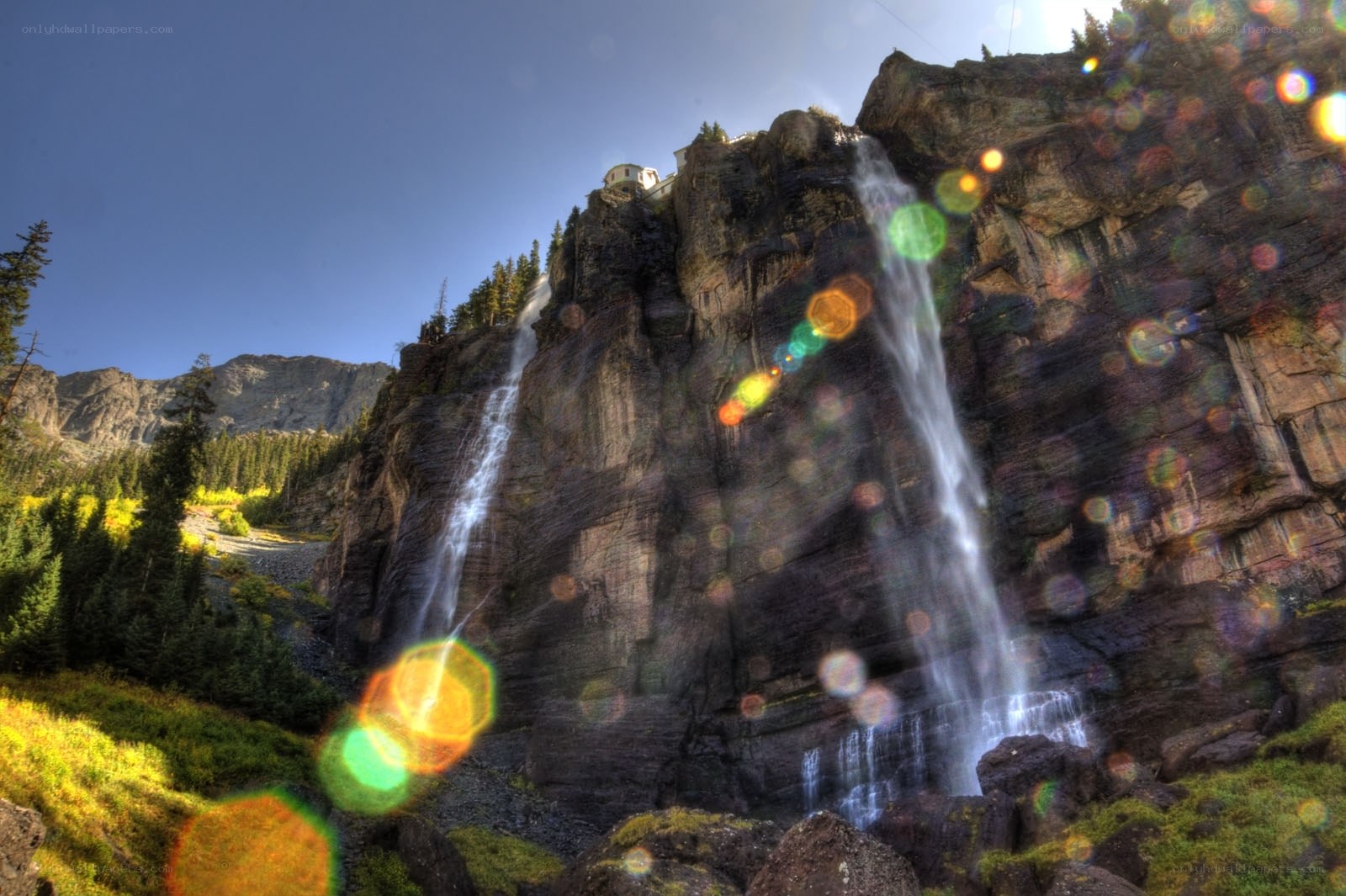 Waterfalls at the cliffside