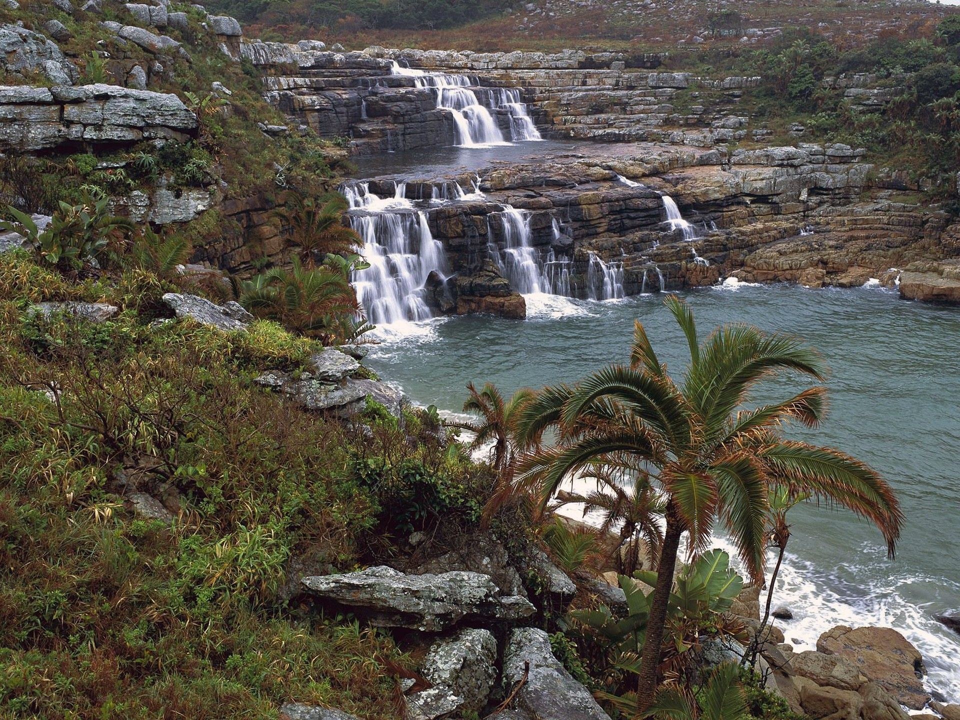Waterfalls at the ocean