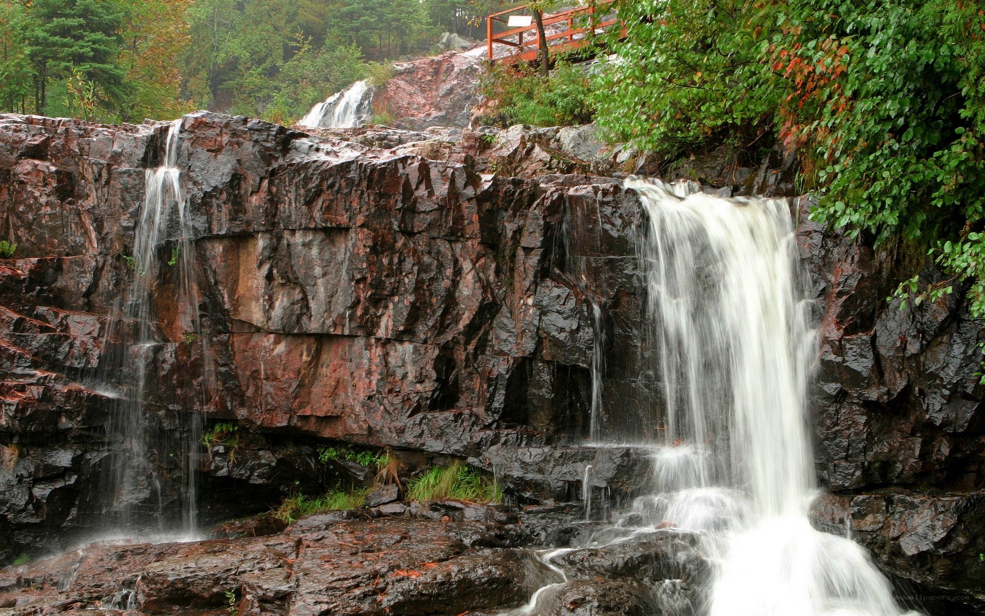 Waterfalls cascading over rocks