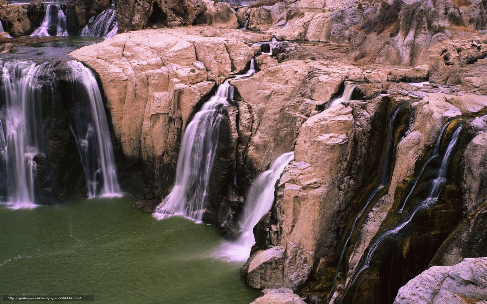 Waterfalls cascading over rocks