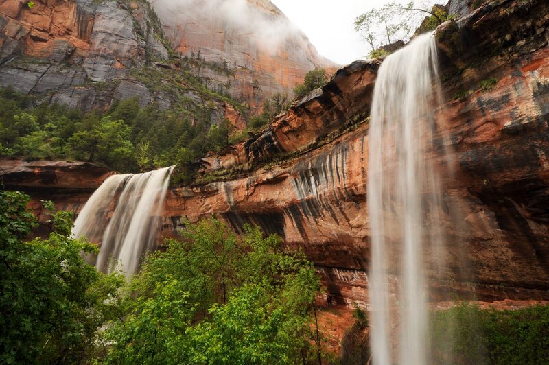 Waterfalls in a canyon