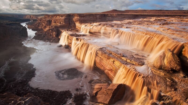 Waterfalls in a canyon landscape