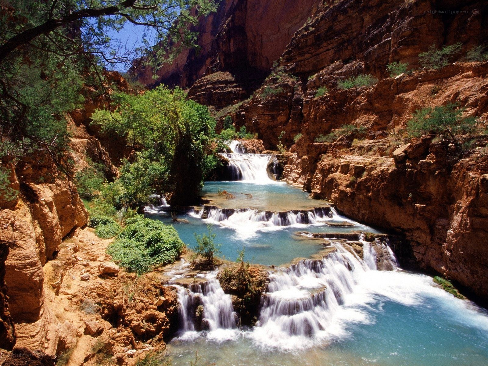 Waterfalls in a canyon