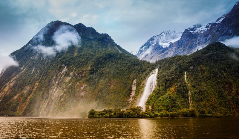 Waterfalls in a fjord