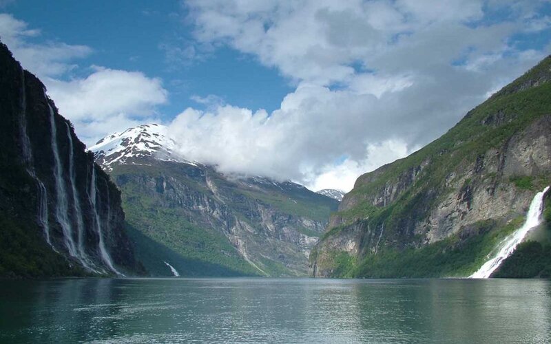 Waterfalls in a fjord