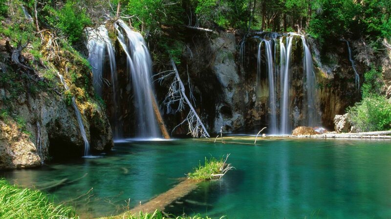 Waterfalls in a forest pool