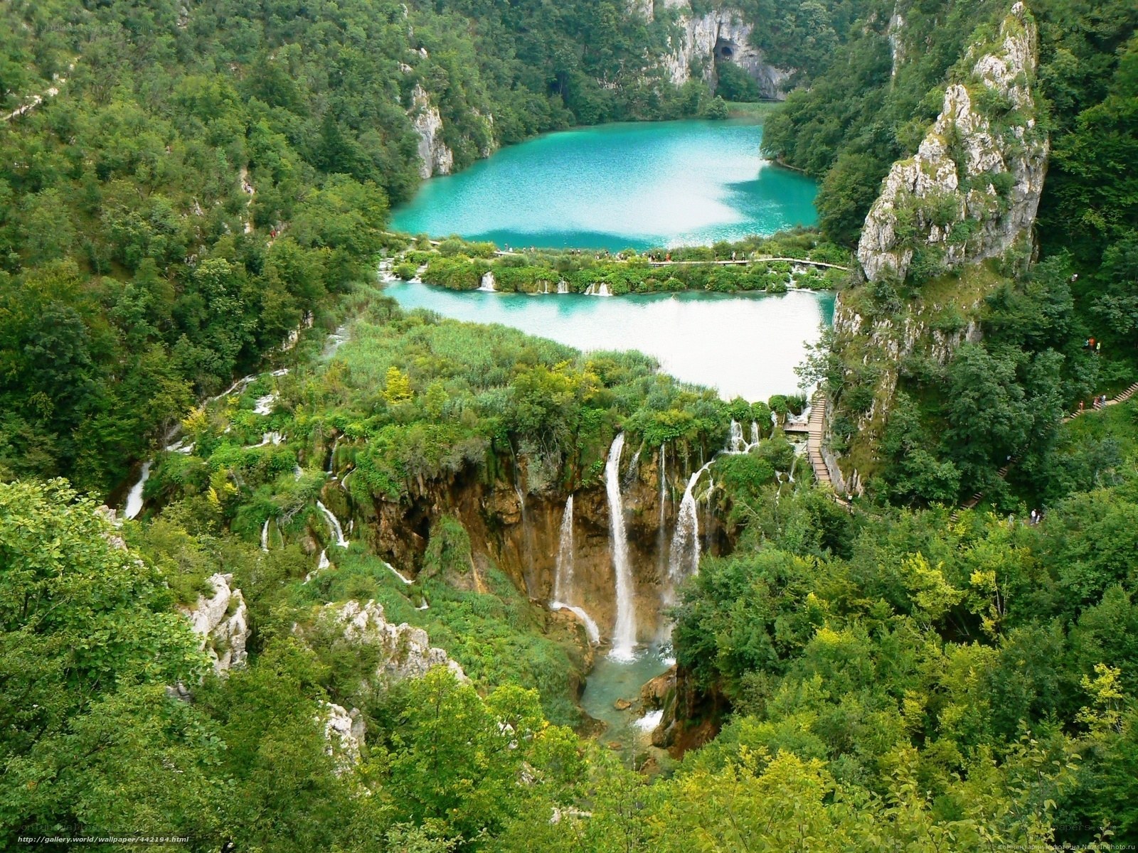 Waterfalls in a lush valley