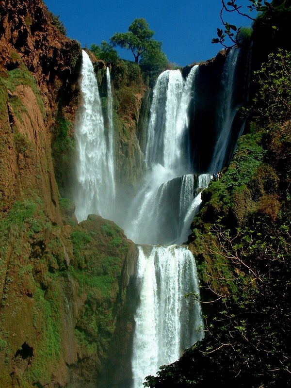 Waterfalls in a rocky canyon