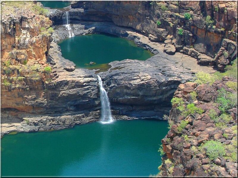 Waterfalls in a rocky canyon
