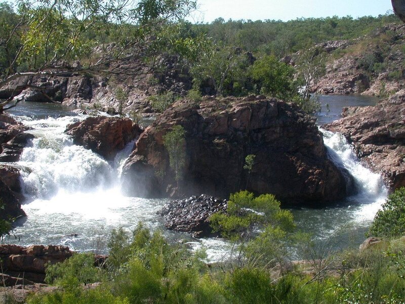 Waterfalls in a rocky river