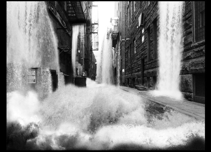 Waterfalls in an alleyway