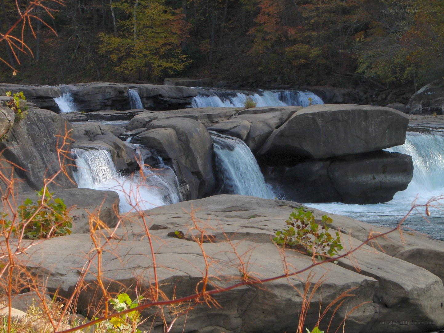Waterfalls in autumn forest