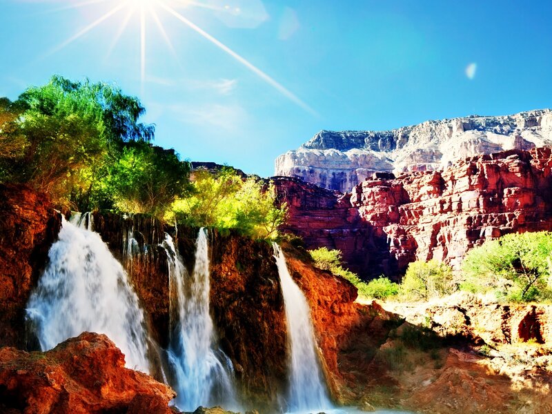 Waterfalls in Canyon — Blue