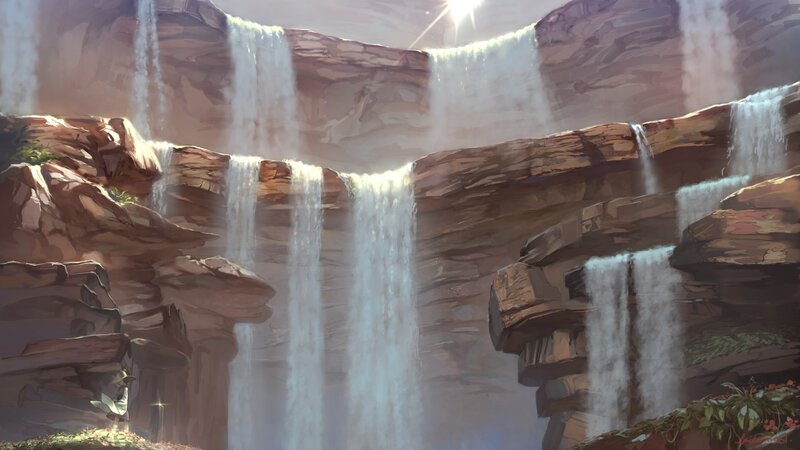 Waterfalls in Canyon — Brown, Serene