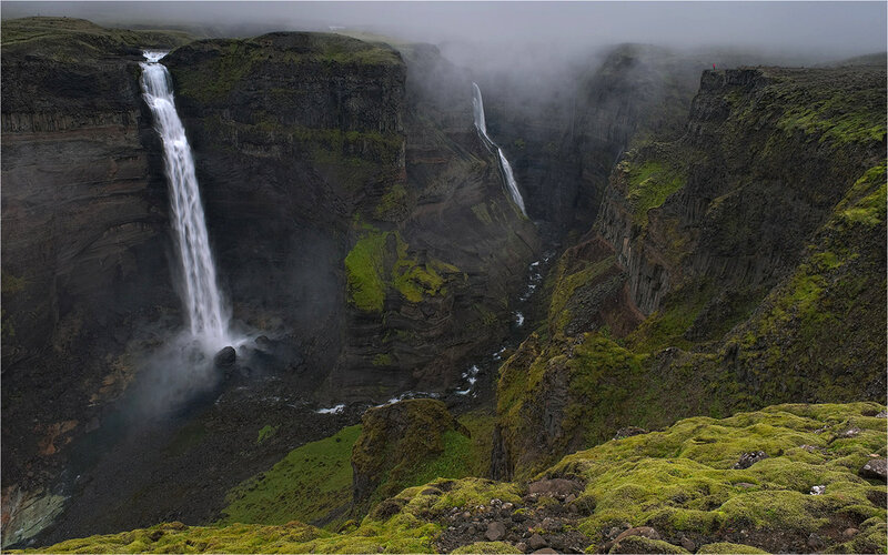 Waterfalls in Canyon — Green, Misty