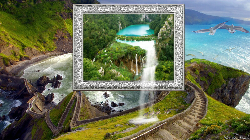 Waterfalls in Canyon — Green, Serene