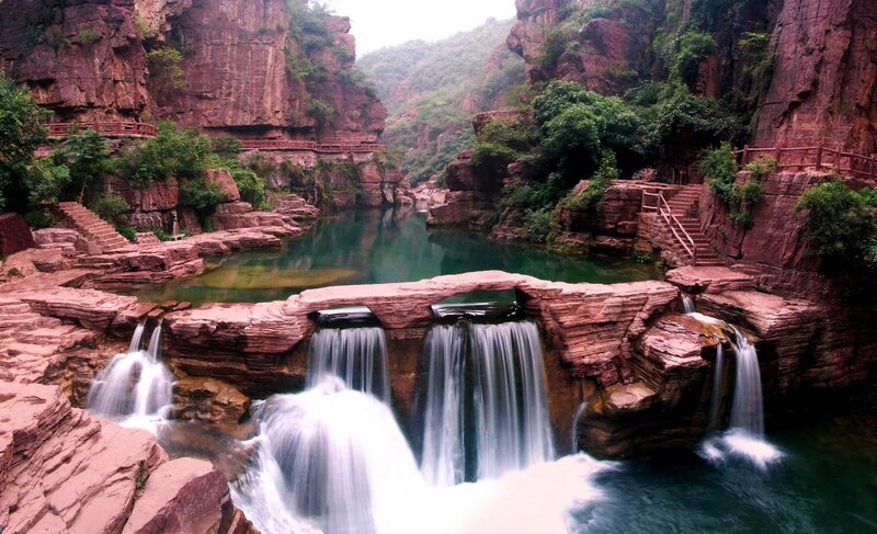 Waterfalls in Canyon — Red