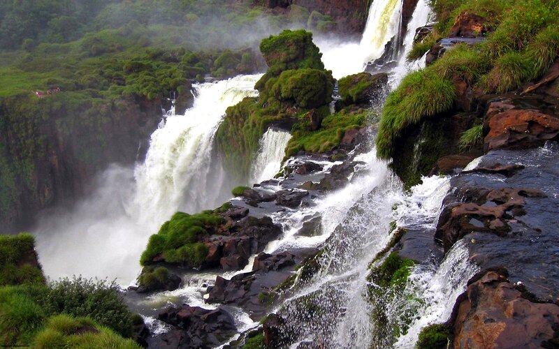 Waterfalls in Forest — Green, Dramatic, Photograph