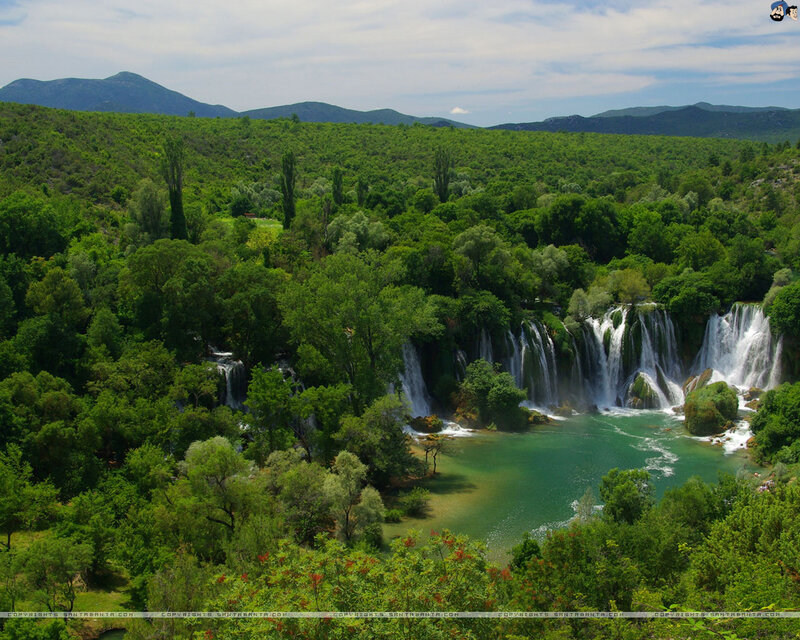 Waterfalls in Forest — Green, Serene, Afternoon, Photograph, Mountains
