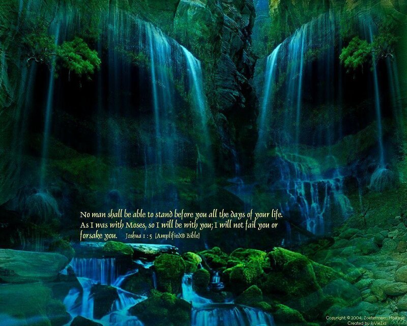 Waterfalls in Forest — Green, Serene, Digital Art