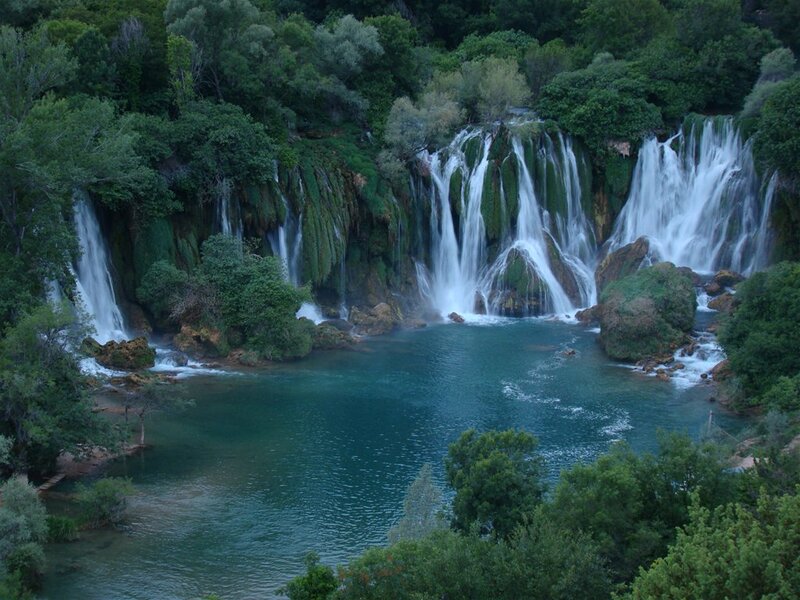 Waterfalls in Forest — Green, Serene, Night