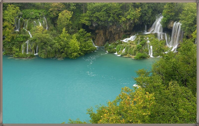 Waterfalls in Forest — Green, Serene, Photograph, Trees