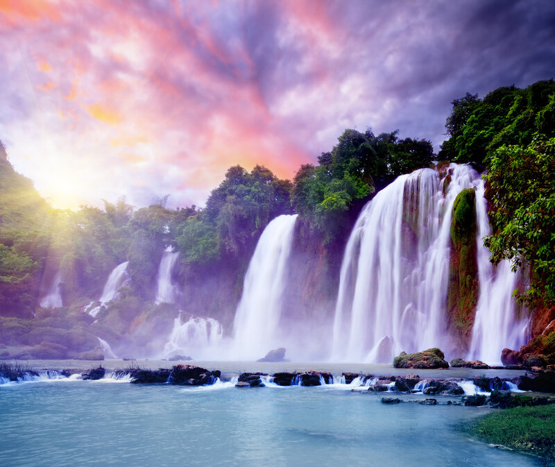 Waterfalls in Forest — Purple