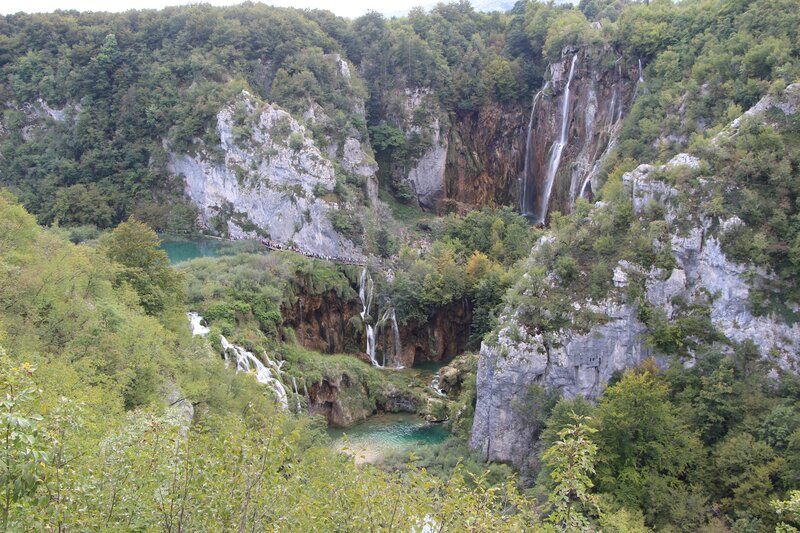 Waterfalls in Forested Canyon — Green
