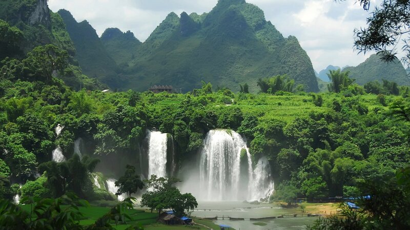 Waterfalls in Jungle — Green, Serene, Afternoon, Photograph, Mountains, River
