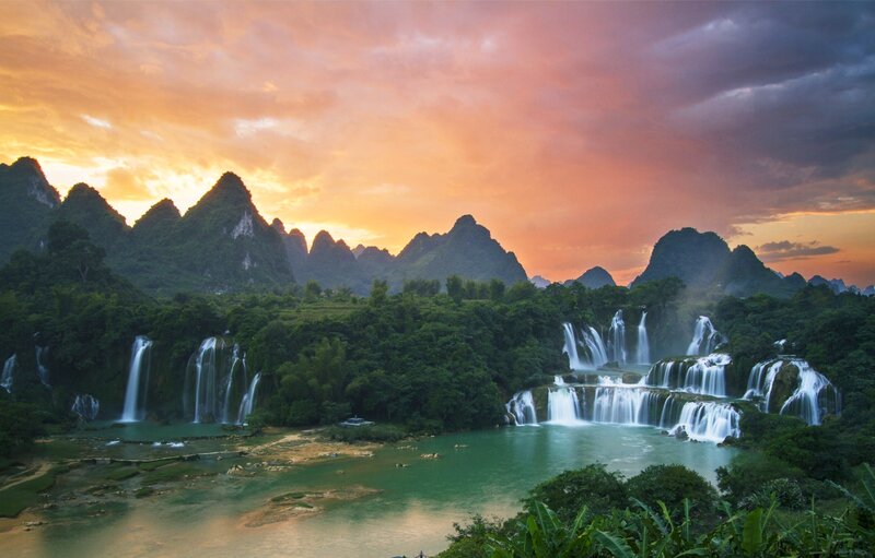 Waterfalls in Karst Landscape — Orange