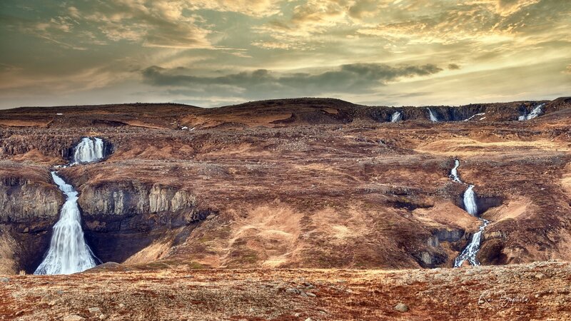 Waterfalls in Rocky Landscape