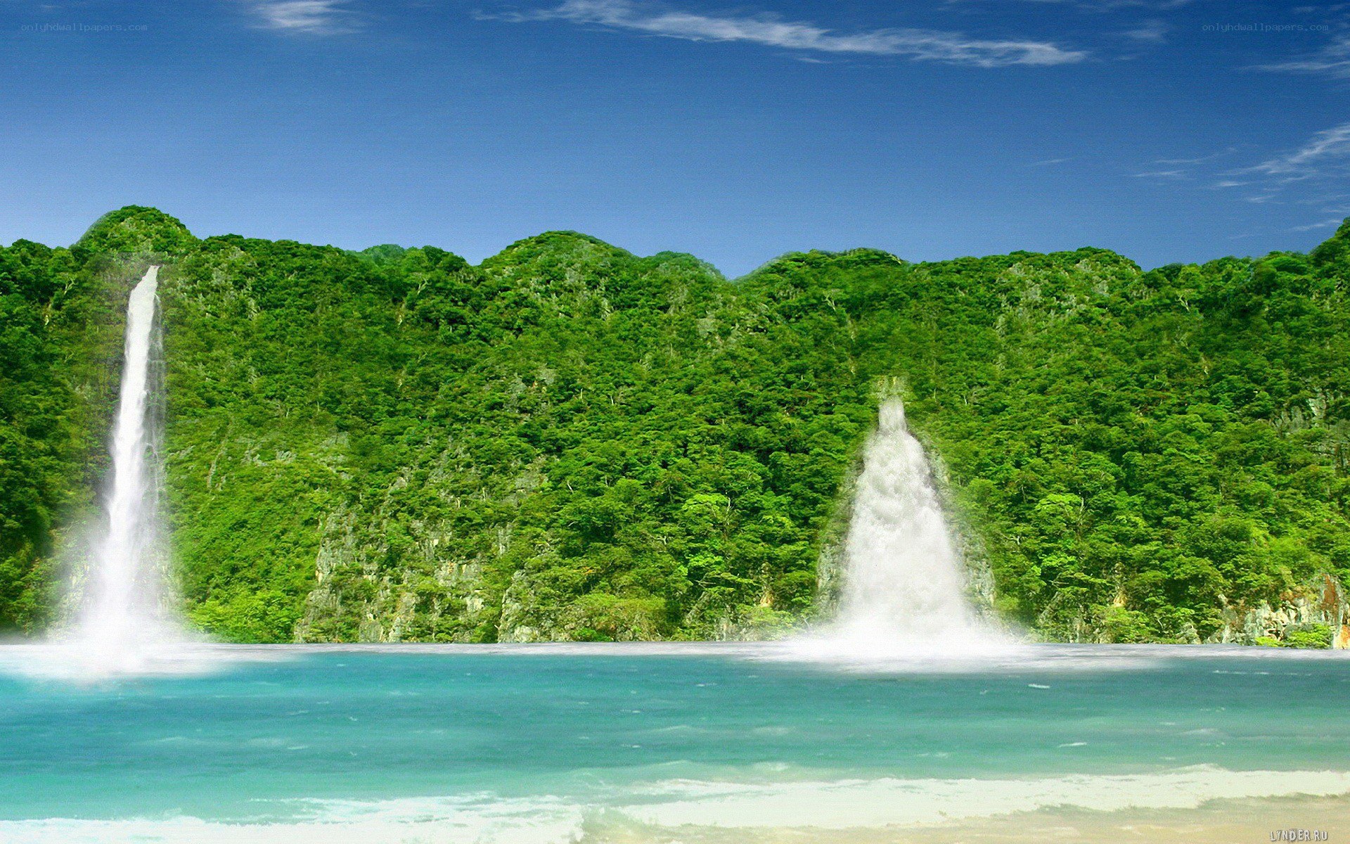 Waterfalls in tropical forest
