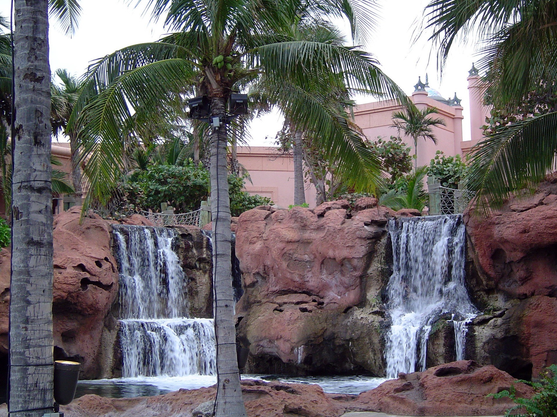 Waterfalls in tropical resort