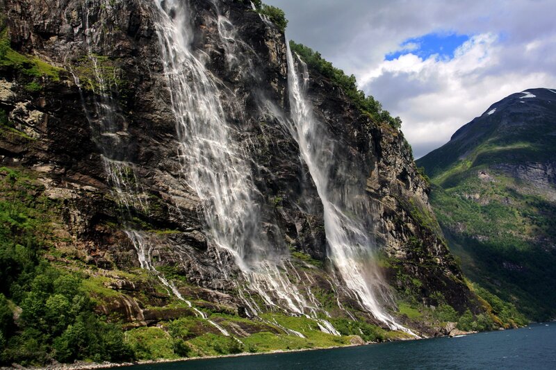 Waterfalls on a cliff face