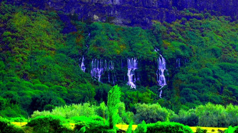 Waterfalls on a Hillside