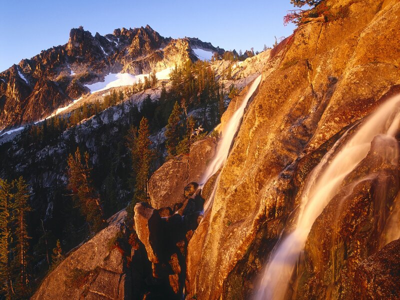 Waterfalls on Mountain — Brown