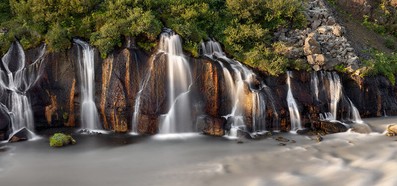 Waterfalls on Rock Face
