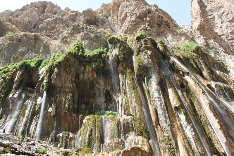 Waterfalls on Rocky Cliff